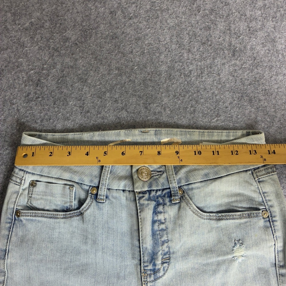 Seven7 Tummyless High Rise Skinny Jeans Light Wash Distressed Women Size 2 27x29 - Picture 5 of 10